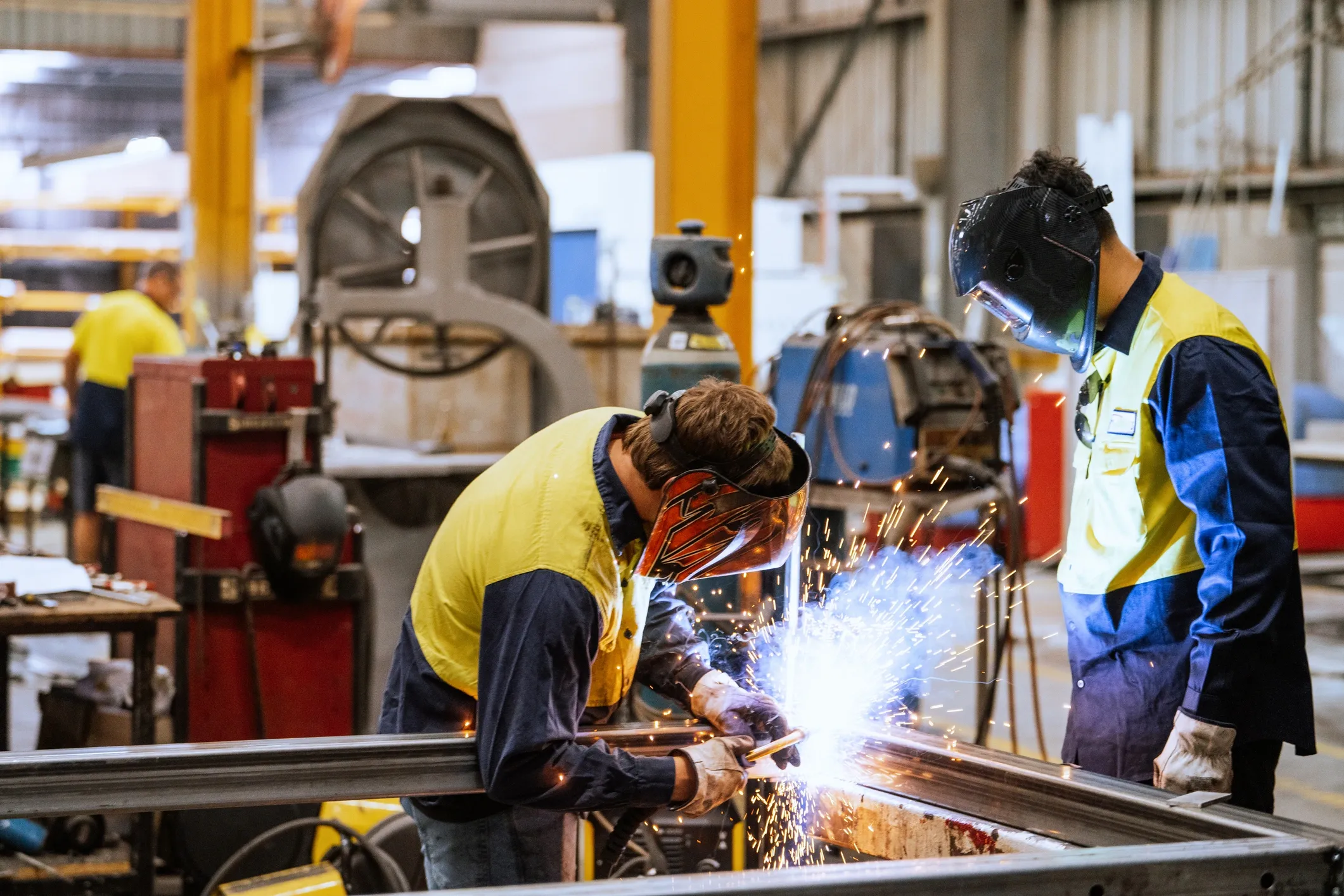 Chassis welding process at Bhumi Industries